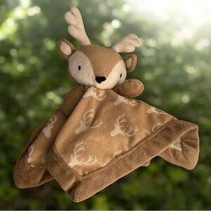 Levtex Baby Deer Fawn Lovey Plush Buck Brown White Security Blanket 11”x11”
